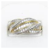 IBB (Italy) Diamond Wave Vermeil (Sterling Silver) Statement Ring . Size 8 - 8.25.