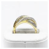 IBB (Italy) Diamond Wave Vermeil (Sterling Silver) Statement Ring . Size 8 - 8.25.