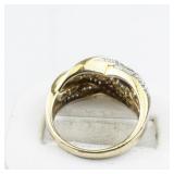 IBB (Italy) Diamond Wave Vermeil (Sterling Silver) Statement Ring . Size 8 - 8.25.