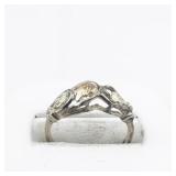 Three Leaf Black Hills Gold Sterling Silver & 10K Ring. Size 6.75 - 7.