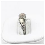 Three Leaf Black Hills Gold Sterling Silver & 10K Ring. Size 6.75 - 7.