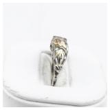 Three Leaf Black Hills Gold Sterling Silver & 10K Ring. Size 6.75 - 7.