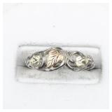 Three Leaf Black Hills Gold Sterling Silver & 10K Ring. Size 6.75 - 7.