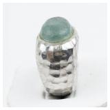 Roman Glass Hammered Sterling Silver Statement Ring . Size 7.75 - 8.