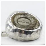 Roman Glass Hammered Sterling Silver Statement Ring . Size 7.75 - 8.