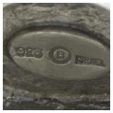 Roman Glass Hammered Sterling Silver Statement Ring . Size 7.75 - 8.