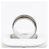 Hammered Tri-Tone Sterling Silver Spinner Ring . Size 8 - 8.25.