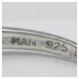 Pink Tourmaline & Diamond Flower Sterling Silver Ring. Size 8.5 - 8.75.