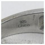 Jain Gaurav Emerald & CZ Sterling Silver Ring. Size 7 - 7.25.