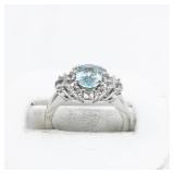 Bangkok Ratnaraj Jewelers Blue Zircon Rhodium Over Sterling Silver Ring. ***Estimated Replacement Value $200***. Size 5.75 - 6.
