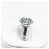 Bangkok Ratnaraj Jewelers Blue Zircon Rhodium Over Sterling Silver Ring. ***Estimated Replacement Value $200***. Size 5.75 - 6.