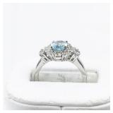 Bangkok Ratnaraj Jewelers Blue Zircon Rhodium Over Sterling Silver Ring. ***Estimated Replacement Value $200***. Size 5.75 - 6.