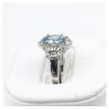 Bangkok Ratnaraj Jewelers Blue Zircon Rhodium Over Sterling Silver Ring. ***Estimated Replacement Value $200***. Size 5.75 - 6.