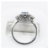 Bangkok Ratnaraj Jewelers Blue Zircon Rhodium Over Sterling Silver Ring. ***Estimated Replacement Value $200***. Size 5.75 - 6.