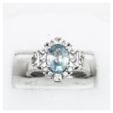 Bangkok Ratnaraj Jewelers Blue Zircon Rhodium Over Sterling Silver Ring. ***Estimated Replacement Value $200***. Size 5.75 - 6.