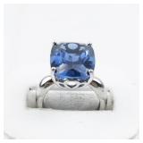 Bangkok Ratnaraj Jewelers London Blue Topaz Sterling Silver Statement Ring . Size 5.75 - 6.