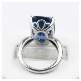 Bangkok Ratnaraj Jewelers London Blue Topaz Sterling Silver Statement Ring . Size 5.75 - 6.