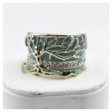 Tree Of Life Gold Tone Base Metal Statement Band. Size 8 - 8.25.