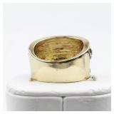 Tree Of Life Gold Tone Base Metal Statement Band. Size 8 - 8.25.