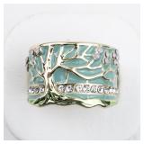 Tree Of Life Gold Tone Base Metal Statement Band. Size 8 - 8.25.