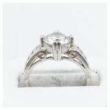 CZ Sterling Silver Engagement Style Ring. Size 6.75 - 7.