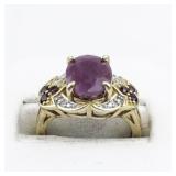 Bangkok Ratnaraj Jewelers Oval Natural Ruby, Garnet & Diamond Vermeil (Sterling Silver) Statement Ring. ***Estimated Replacement Value $175***. Size 6 - 6.25.
