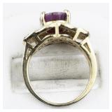 Bangkok Ratnaraj Jewelers Oval Natural Ruby, Garnet & Diamond Vermeil (Sterling Silver) Statement Ring. ***Estimated Replacement Value $175***. Size 6 - 6.25.