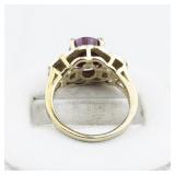 Bangkok Ratnaraj Jewelers Oval Natural Ruby, Garnet & Diamond Vermeil (Sterling Silver) Statement Ring. ***Estimated Replacement Value $175***. Size 6 - 6.25.