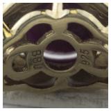 Bangkok Ratnaraj Jewelers Oval Natural Ruby, Garnet & Diamond Vermeil (Sterling Silver) Statement Ring. ***Estimated Replacement Value $175***. Size 6 - 6.25.