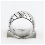 Mexico (Unknown) Diagonal Wide Sterling Silver Band. Size 8 - 8.25.