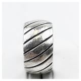 Mexico (Unknown) Diagonal Wide Sterling Silver Band. Size 8 - 8.25.
