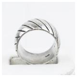 Mexico (Unknown) Diagonal Wide Sterling Silver Band. Size 8 - 8.25.