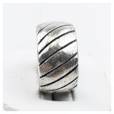 Mexico (Unknown) Diagonal Wide Sterling Silver Band. Size 8 - 8.25.