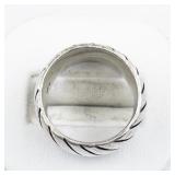 Mexico (Unknown) Diagonal Wide Sterling Silver Band. Size 8 - 8.25.