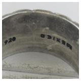Mexico (Unknown) Diagonal Wide Sterling Silver Band. Size 8 - 8.25.
