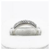Shreeji Jewelry Designs  Natural Diamond Cluster Sterling Silver Band. Size 6.75 - 7.