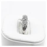 Shreeji Jewelry Designs  Natural Diamond Cluster Sterling Silver Band. Size 6.75 - 7.