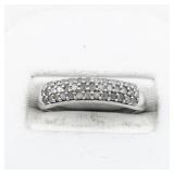 Shreeji Jewelry Designs  Natural Diamond Cluster Sterling Silver Band. Size 6.75 - 7.