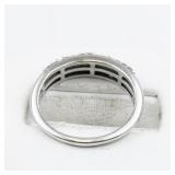 Shreeji Jewelry Designs  Natural Diamond Cluster Sterling Silver Band. Size 6.75 - 7.