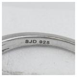 Shreeji Jewelry Designs  Natural Diamond Cluster Sterling Silver Band. Size 6.75 - 7.