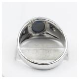 Imitation Star Sapphire 18K Hge Ring. Size 11.75 - 12.