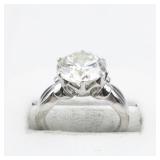 Bangkok Ratnaraj Jewelers Large CZ Solitaire Sterling Silver Engagement Style Ring. Size 6 - 6.25.