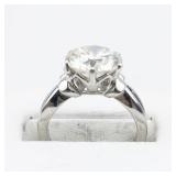 Bangkok Ratnaraj Jewelers Large CZ Solitaire Sterling Silver Engagement Style Ring. Size 6 - 6.25.