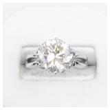 Bangkok Ratnaraj Jewelers Large CZ Solitaire Sterling Silver Engagement Style Ring. Size 6 - 6.25.