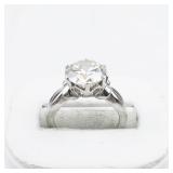 Bangkok Ratnaraj Jewelers Large CZ Solitaire Sterling Silver Engagement Style Ring. Size 6 - 6.25.