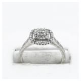 STS Jewels Diamond Halo Cluster Sterling Silver Ring. Size 7 - 7.25.