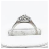 STS Jewels Diamond Halo Cluster Sterling Silver Ring. Size 7 - 7.25.