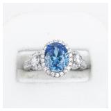 YELLOW GOLD INC Beautiful Blue & White CZ Sterling Silver Ring. ***Estimated Replacement Value $150***. Size 7 - 7.25.