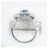 YELLOW GOLD INC Beautiful Blue & White CZ Sterling Silver Ring. ***Estimated Replacement Value $150***. Size 7 - 7.25.