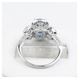 YELLOW GOLD INC Beautiful Blue & White CZ Sterling Silver Ring. ***Estimated Replacement Value $150***. Size 7 - 7.25.